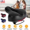 Bike Seat Water-Resistant Comfortable Bicycle Padded Saddle Wear Resistant Hollow Leather  
Seat Cushion w/ Dual Springs Reflective Strip for Mountai