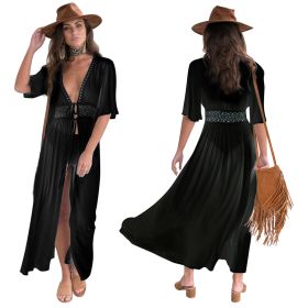 Women Lace Bathing Suit Long Sexy Bikini Swimwear Summer Cover Up Beach Dress Swimsuit with Waist Rope