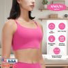 Women Strap Sport Bras Padded Strappy Crop Square Neck Low Impact Bras Sexy Fitness Tank Tops with Removable Pads Flat Straps for Gym Yoga Workout Run