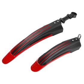 Bicycle Fender Set Adjustable Front Rear Mud Guard Mountain Bike Mudguards Splashboard Fit for 24\'\'-26\'\' Bikes (Option: Red)