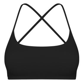 Women Cross Back Sport Bras Padded Strappy Crop Open Back Low Impact Bras Sexy Fitness Tank Tops with Removable Pads Thin Straps for Gym Yoga Workout (Option: Black_M)