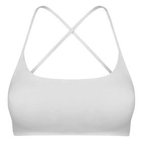 Women Cross Back Sport Bras Padded Strappy Crop Open Back Low Impact Bras Sexy Fitness Tank Tops with Removable Pads Thin Straps for Gym Yoga Workout (Option: White_S)