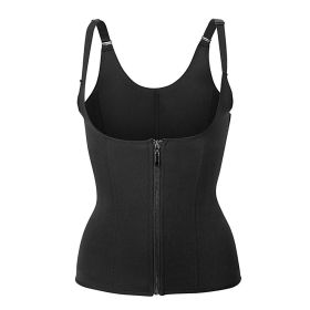Zippered Waist Trainer Corset Waist Tummy Control Body Shaper Cincher Back Support with Adjustable Straps for Women (Option: S)