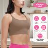 Women Strap Sport Bras Padded Strappy Crop Square Neck Low Impact Bras Sexy Fitness Tank Tops with Removable Pads Flat Straps for Gym Yoga Workout Run