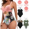 Women’s One Piece Swimsuit Beachwear Swimwear Tummy Control Cutout High Waist Bathing Suit Wrap