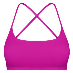 Women Cross Back Sport Bras Padded Strappy Crop Open Back Low Impact Bras Sexy Fitness Tank Tops with Removable Pads Thin Straps for Gym Yoga Workout (Option: RoseRed_L)
