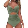 Women’s One Piece Swimsuit Beachwear Swimwear Tummy Control Cutout High Waist Bathing Suit Wrap