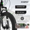 S26109 26 Inch Fat Tire Bike Adult/Youth Full Shimano 21 Speed Mountain Bike, Dual Disc Brake, High-Carbon Steel Frame, Front Suspension