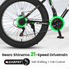 S26109 26 Inch Fat Tire Bike Adult/Youth Full Shimano 21 Speed Mountain Bike, Dual Disc Brake, High-Carbon Steel Frame, Front Suspension