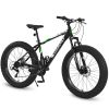 S26109 26 Inch Fat Tire Bike Adult/Youth Full Shimano 21 Speed Mountain Bike, Dual Disc Brake, High-Carbon Steel Frame, Front Suspension