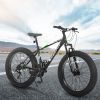 S26109 26 Inch Fat Tire Bike Adult/Youth Full Shimano 21 Speed Mountain Bike, Dual Disc Brake, High-Carbon Steel Frame, Front Suspension