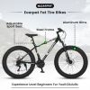S26109 26 Inch Fat Tire Bike Adult/Youth Full Shimano 21 Speed Mountain Bike, Dual Disc Brake, High-Carbon Steel Frame, Front Suspension