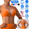 Women Deep V-Neck Sports Bras U-Shaped Back Sport Bras Padded Strappy Crop Open Back Low Impact Bras Sexy Fitness Tank Tops with Removable Pads for Gy