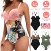 Women’s One Piece Swimsuit Beachwear Swimwear Tummy Control Cutout High Waist Bathing Suit Wrap